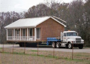 Mobile home towed by truck